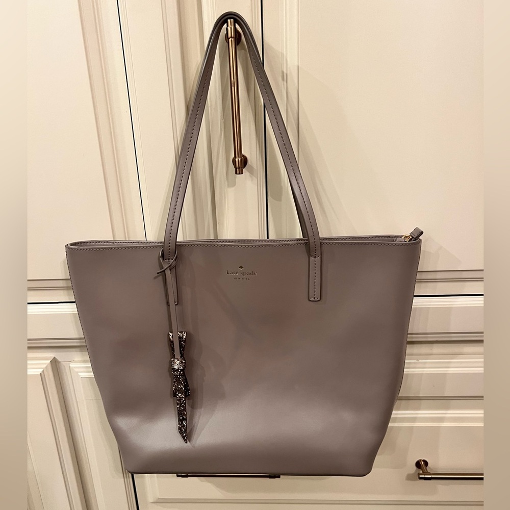 Kate Spade Karla Cityscape Gray Smooth Leather Tote